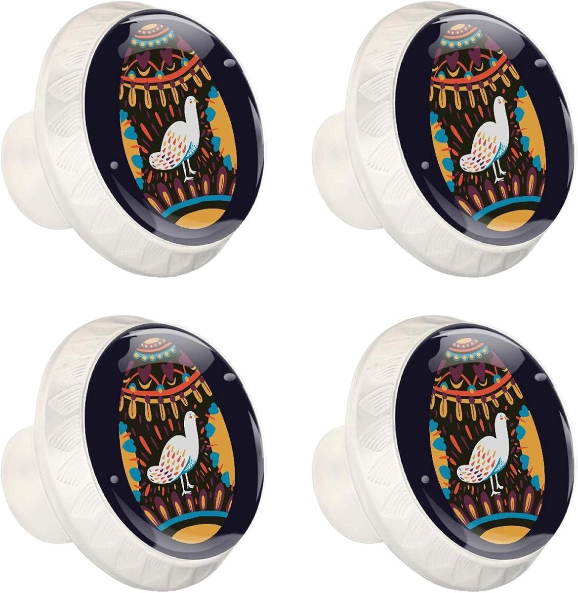 Set van decoratieve glazen kastknoppen met patroon, multicolor, 35 mm