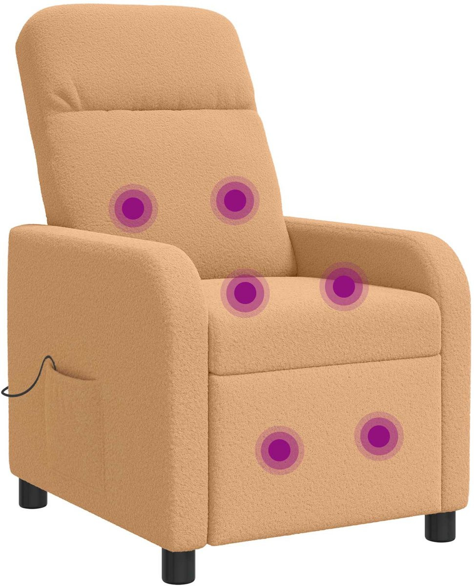 vidaXL Relaxstoel met massagefunctie - Beige - Bouclé