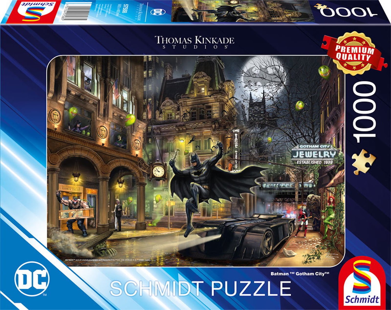 Schmidt Spiele Thomas Kinkade Studios DC Batman Gotham City Puzzel, zwart, 1000 stukjes