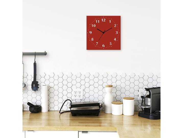 Wanduhr ARTLAND Uni Trendfarben , rot, B:30cm H:30cm T:0,3cm, Wanduhren, Wanduhr, wahlweise mit Quarz- oder Funkuhrwerk, lautlos ohne Tickgeräusche