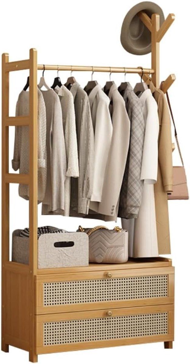 Open kledingkast met laden in houtkleur