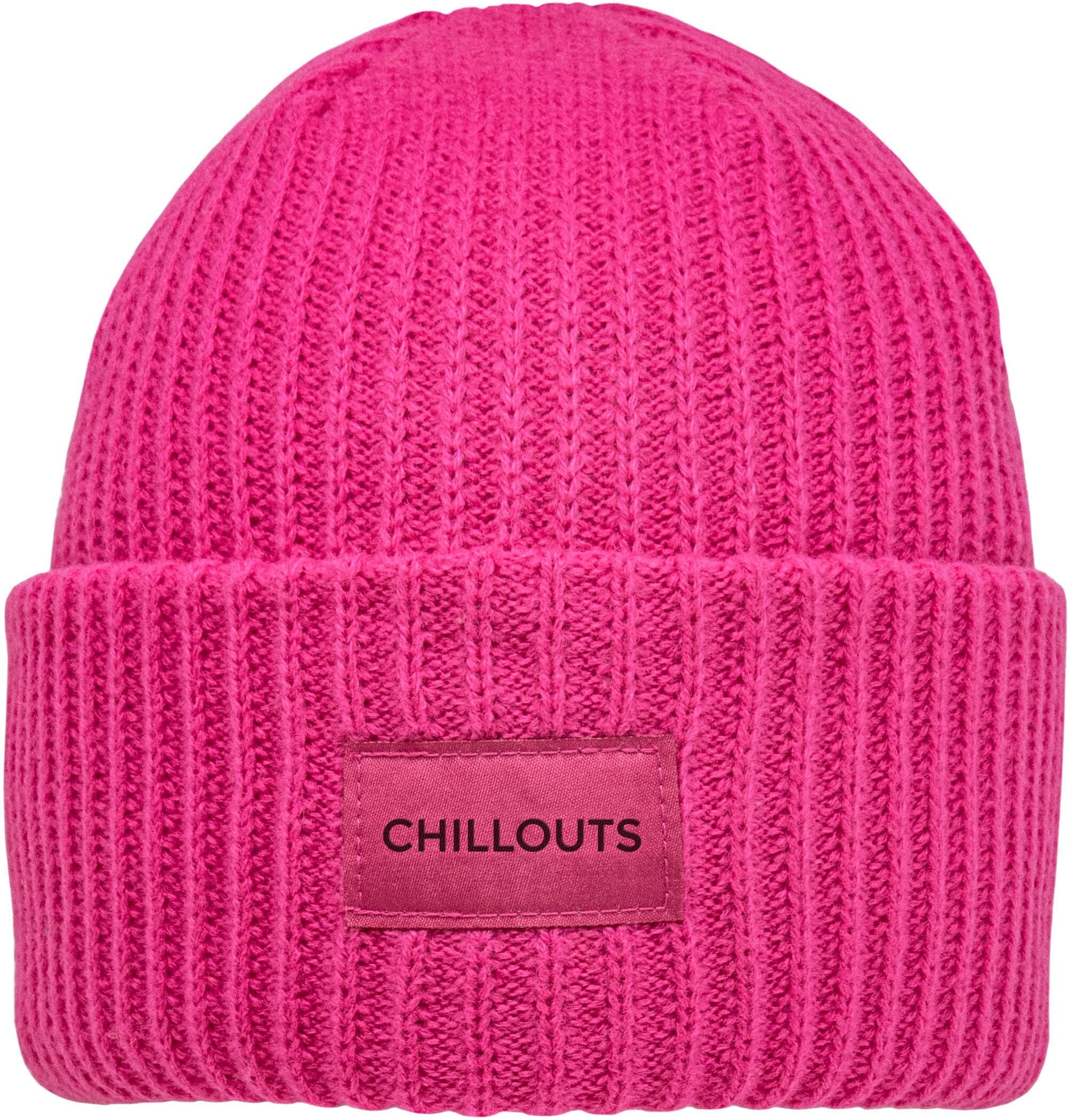 Strickmütze CHILLOUTS "Kara Hat", pink, Rippstrick, Kunstfaser, unifarben, Mützen Strickmütze, dicker Rippenstrick pink Einheitsgröße