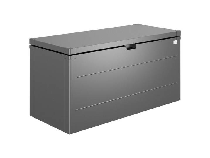 Biohort Kissenbox, Dunkelgrau, Metall, 140x71x60 cm, Deckel aufklappbar, rostfrei, UV-beständig, wetterbeständig, Gasdruckfeder, Gartenzubehör, Gartenbox