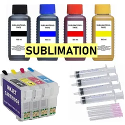 Wiederbefüllbare Tintenpatronen wie Epson T16XL + 4 x 100 ml Sublimationstinte