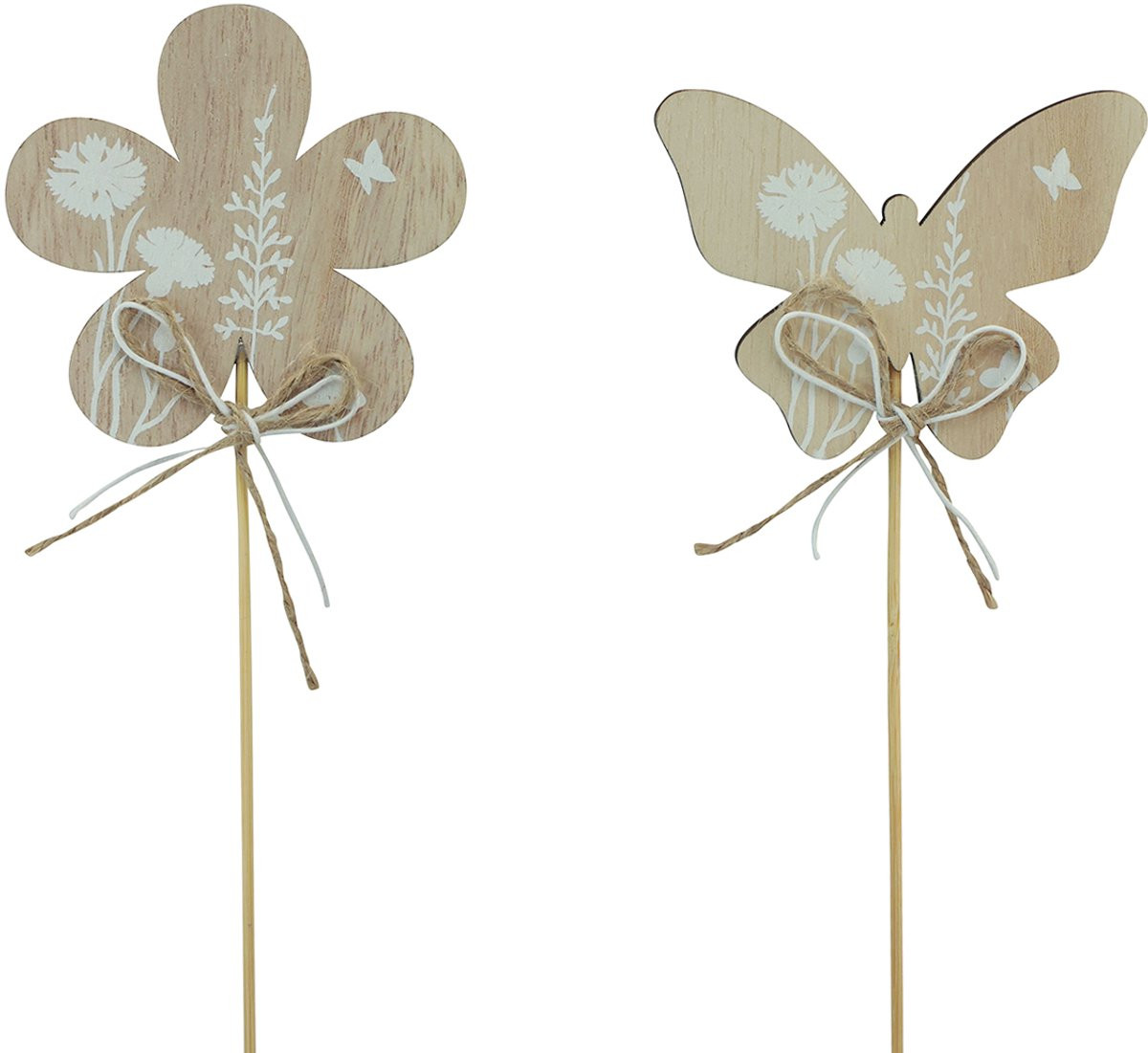 Viana Houten Vlinder Bloemenplug Decoratie, 12 stuks, 9 cm