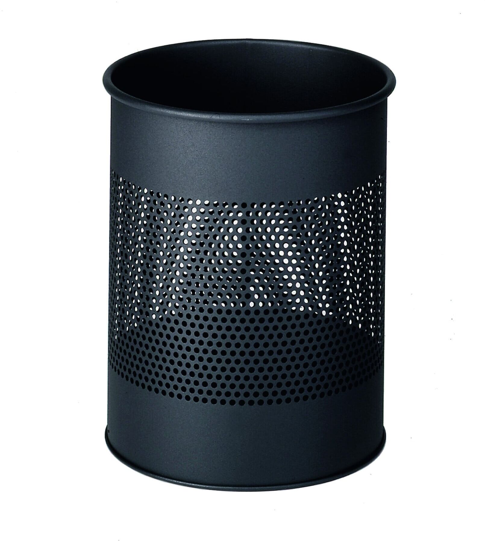DURABLE Papierkorb Metall 17L rund mit Ascher 333001 schwarz)