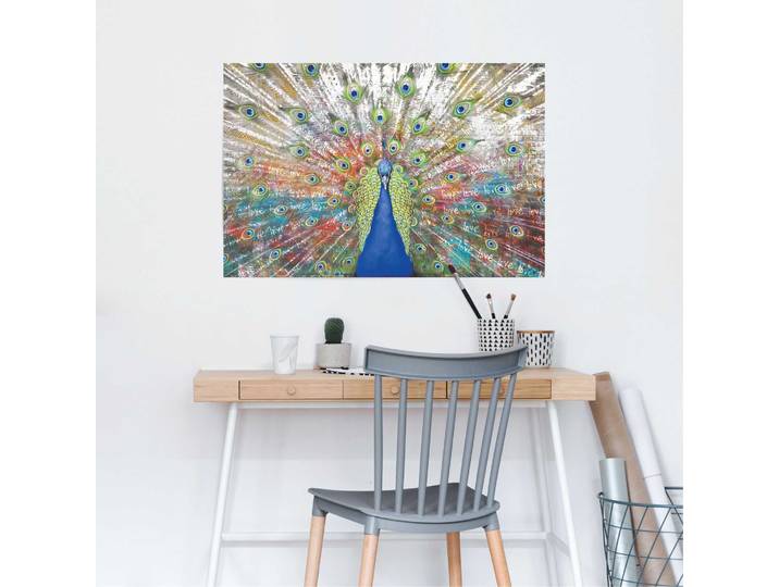 Affiche Paon d’amour Papier Multicolore 61 x 92 x 0cm