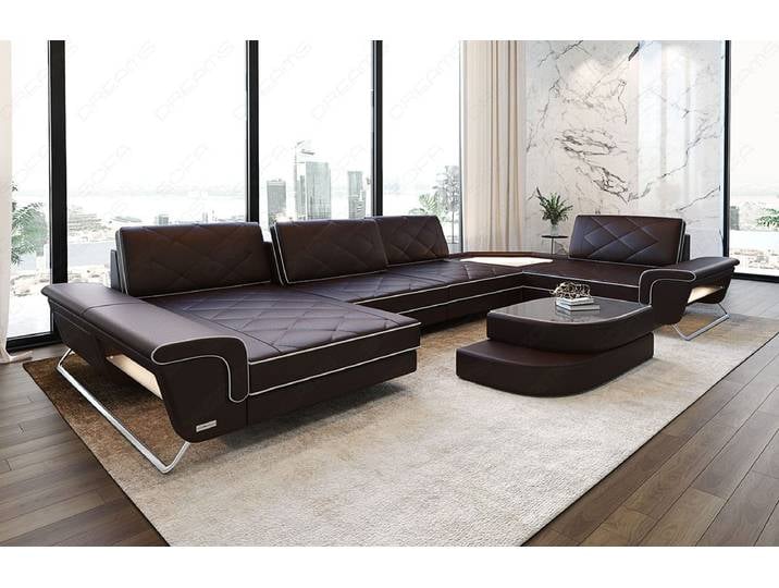 Sofa Ferrara Eleganz U-Form in Leder