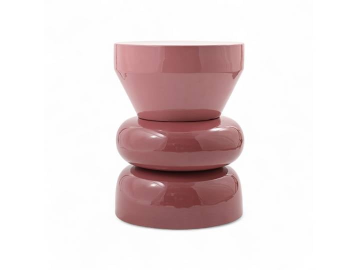 Bout de canapé rond émail bi-color framboise