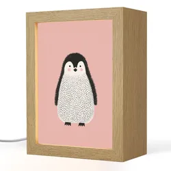 NACHTTISCHLAMPE Pinguin - Punkte - Minimalistisch - Rosa 15x20 cm