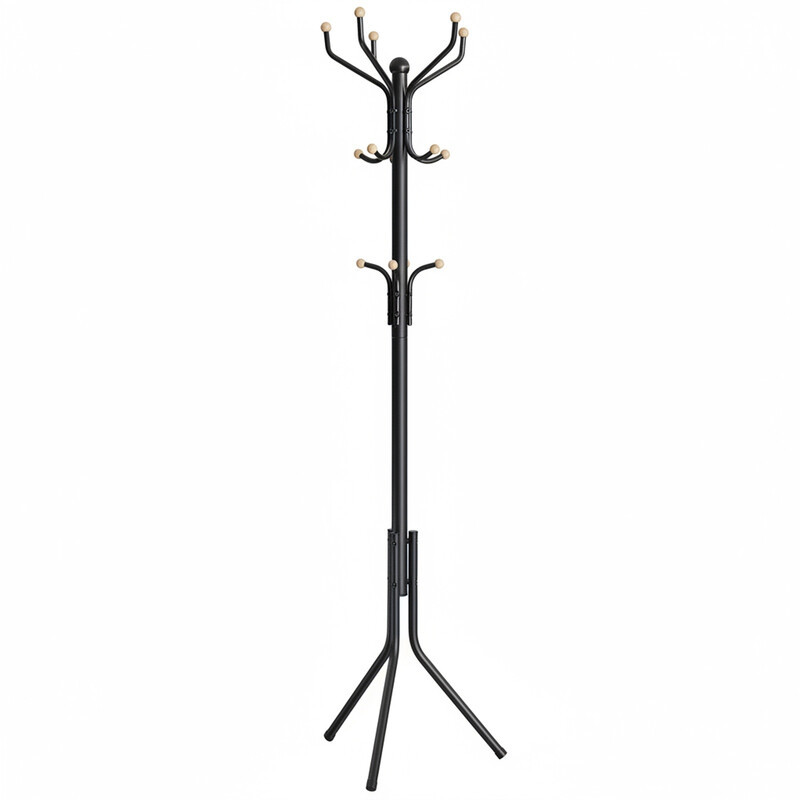 JOYFURNOS Metalen halmeubel met 12 haken voor kleding en hoeden, zwart