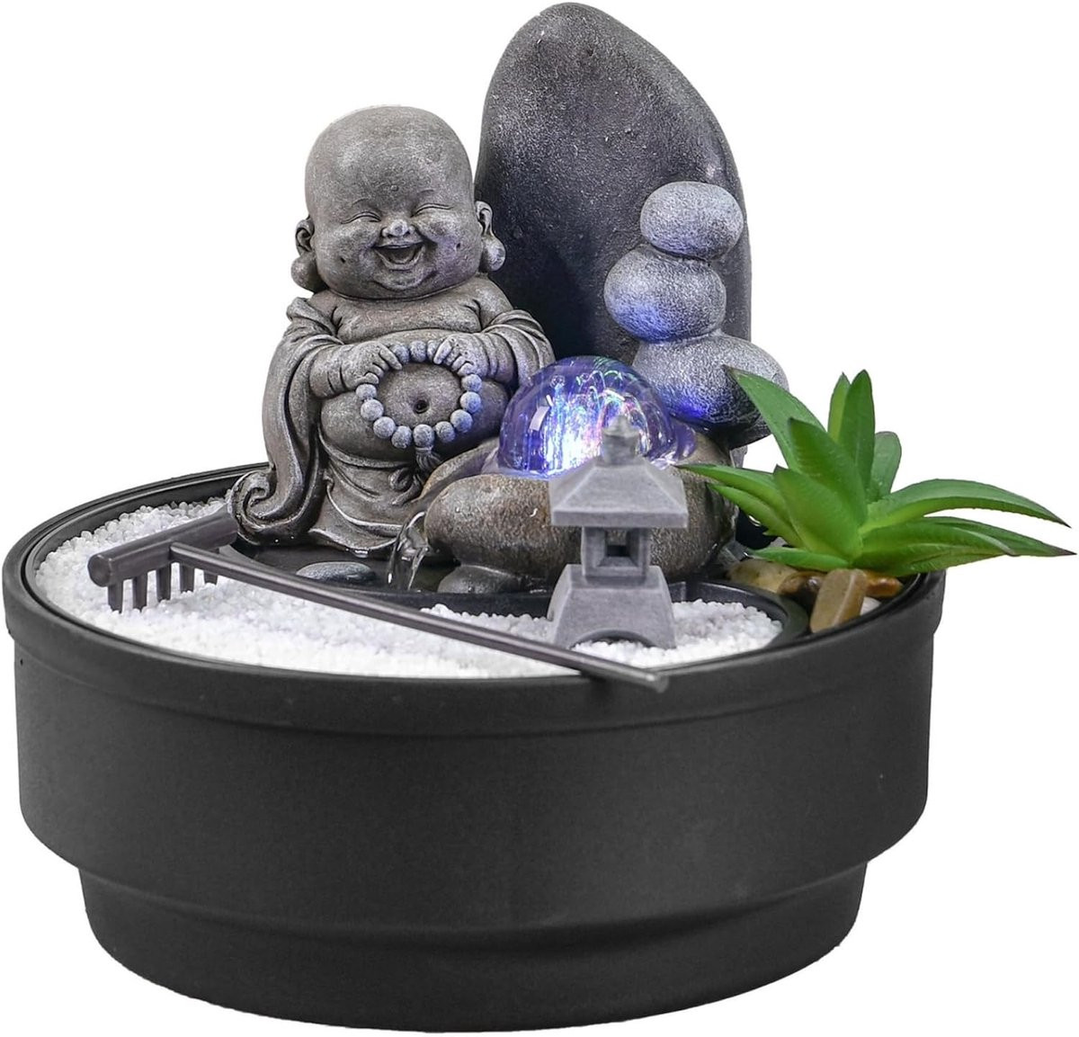 Zen Binnenfontein voor op tafel met kleurrijke LED-verlichting in wit, grijs en meerkleurig