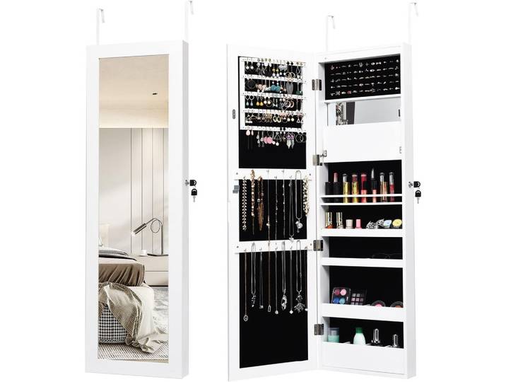SCHMUCKSCHRANK mit Ganzkörperspiegel Weiß