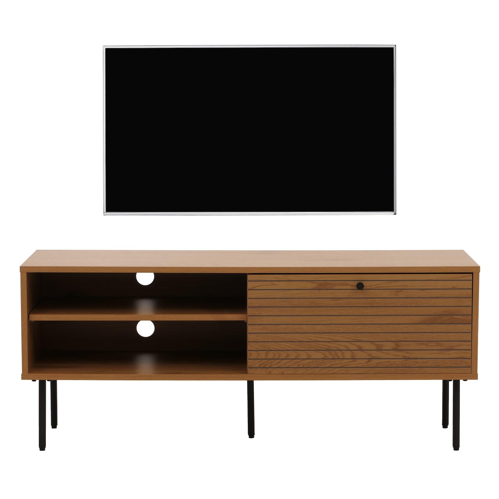 TV-Rack MCW-N78, Lowboard TV-Schrank, skandinavischer Stil Metall Holz Melamin MVG 50x120x40cm ~ natur