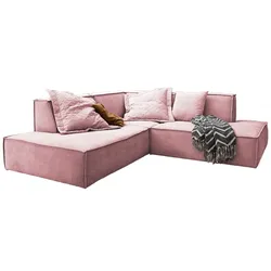 KAWOLA Sofa SAMU Ecksofa Stoff rosa Recamiere links
