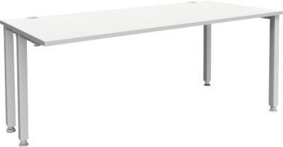 Schäfer Shop Genius Schreibtisch MODENA FLEX, 4-Fuß-Quadratrohr, verkürzte Seitenteile, B 1800 mm, lichtgrau