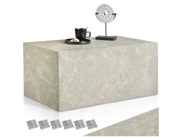 tectake® Couchtisch in Travertin Optik, Beistelltisch, moderner Wohnzimmertisch, Sofatisch, Tisch Wohnzimmer, Deko Wohnzimmer, Couch Tisch, Schlafzimmer Nachttisch - Travertin Optik, 90 x 50 x 40 cm