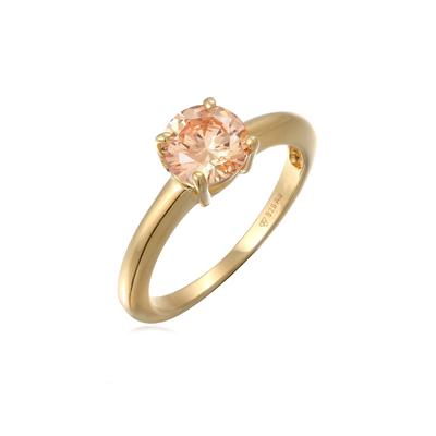 Silberring ELLI "Ring Solitär Klassisch Zirkonia Verlobung 925 Silber" Gr. 54, orange, Fingerringe, Damen, 54, Silber 925 (Sterlingsilber), Silberring
