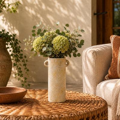 Arcilla Elemental - Dark Gray, Beige, Red or Cream Ceramic Antique Style Textured or Washed Decorative Vase with Handles