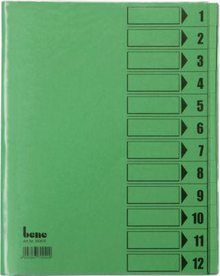 bene Ordnungsmappe mit Schutzumschlag, DIN A4, 12-tlg., grün intensiv