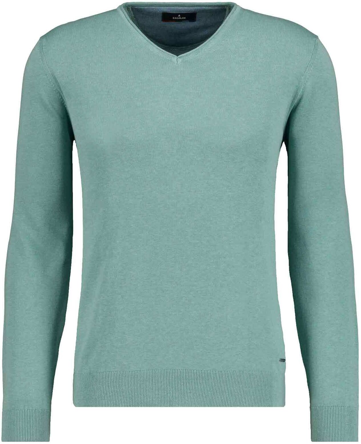 V-Ausschnitt-Pullover RAGMAN, Herren, Gr. 50, grün (grün, 388), Strick, 100% Baumwolle, Pullover V-Ausschnitt-Pullover grün, 388 50