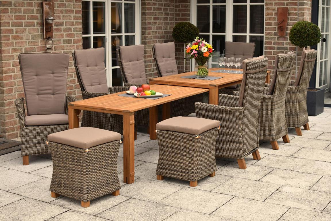 MERXXHANDELS Toskana Set 13tlg 8 Sessel Auflagen Tisch 185/370x90/73cm 16928830