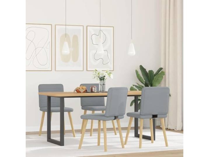 KLGBNCVE Esszimmerstühle 4 STK Hellgrau Stoff Metall und Holz Gestell, dicker Schaumstoff, Polyester Bezug, Esszimmer Wohnzimmer Gästezimmer
