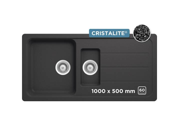 Granitspüle SCHOCK COMO D-150L , schwarz (onyx), B:100cm H:29,8cm T:50cm, Domogranit, Küchenspülen, Granitspüle, inklusive ab- und Überlaufgarnitur, Drehhexcenter, Diamantbohrer
