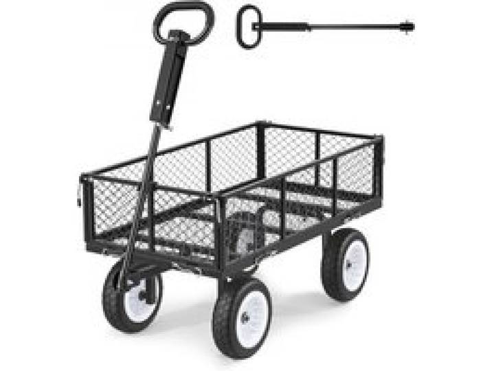 VEVOR-aanhangwagen, laadvermogen 408,2 kg, tuinkar met PU-banden, transportkar met verstelbare handgreep, afneembare zijpanelen, handkar voor bevestiging aan ATV of tractor, zwart