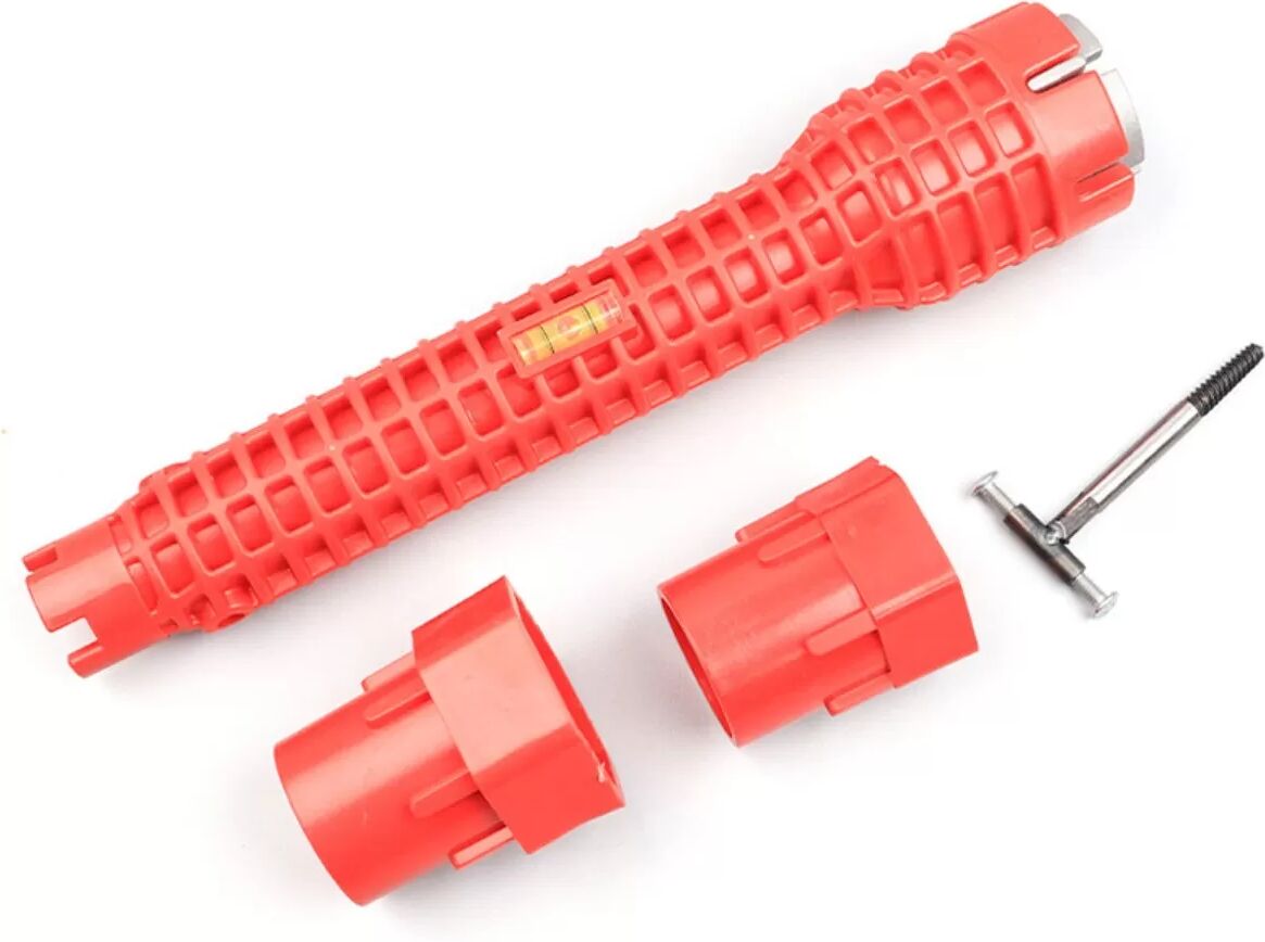 INF 8-in-1 Waschbecken-Schlüssel Dual-Bubble – Rot ABS + Zink-Aluminium-Legierung Multifunktions-Wasserhahn- und