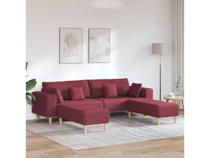 YUTAASU Weinrotes Sofa 3 Sitzer Stoff Holzbeine Atmungsaktiver Stoff, Federkissen, Sperrholzrahmen, einfacher Aufbau
