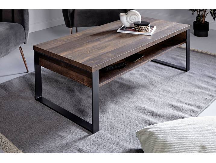 Couchtisch JAHNKE LOOP COFFEE , braun (vintage eiche, gunmetal, vintage eiche), B:118cm H:40cm T:59cm, Tische, Couchtisch
