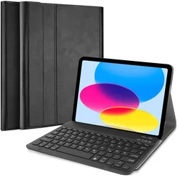Cazy Tastatur Hülle Kompatibel mit iPad 2022 (10th Gen) - Schutz Etui mit magnetisch Abnehmbarer Tastatur (DE), Tablet Tastatur, Schwarz