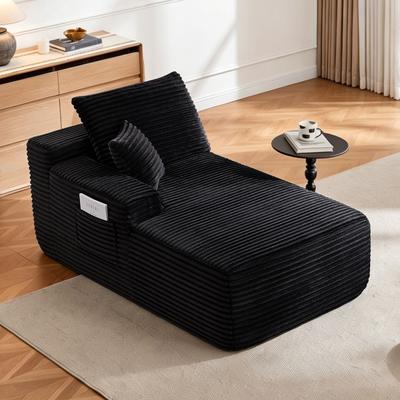 Dovelina 37.5-inch left chaise longue with plush black velvet NO cup holder flexible matching