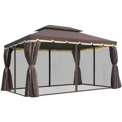 Outsunny Gartenpavillon Pavillon Gartenzelt mit Seitenteile Moskitonetz