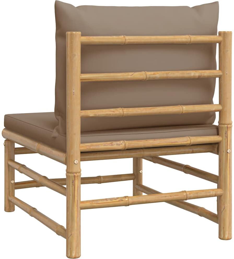 vidaXL Canapé central de jardin avec coussins taupe bambou