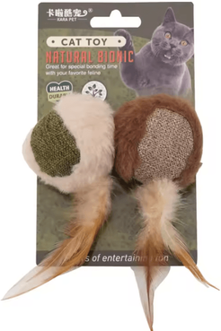 Inspire Curations OwlMint Self Soothing Catnip Feather Chew Toy two Balls