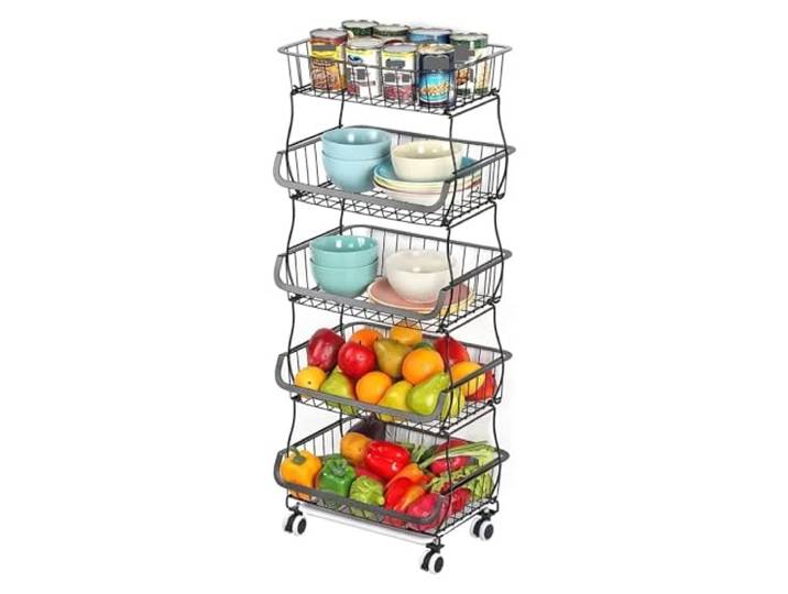 XXAD553TY Essen 5-stufiger Obstkorbständer, Küchenrollwagen Gemüse-Obstregal