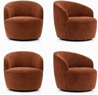 Housely Comfy Chenille 360 Swivel Barrel Accent Chair(Set of 4)