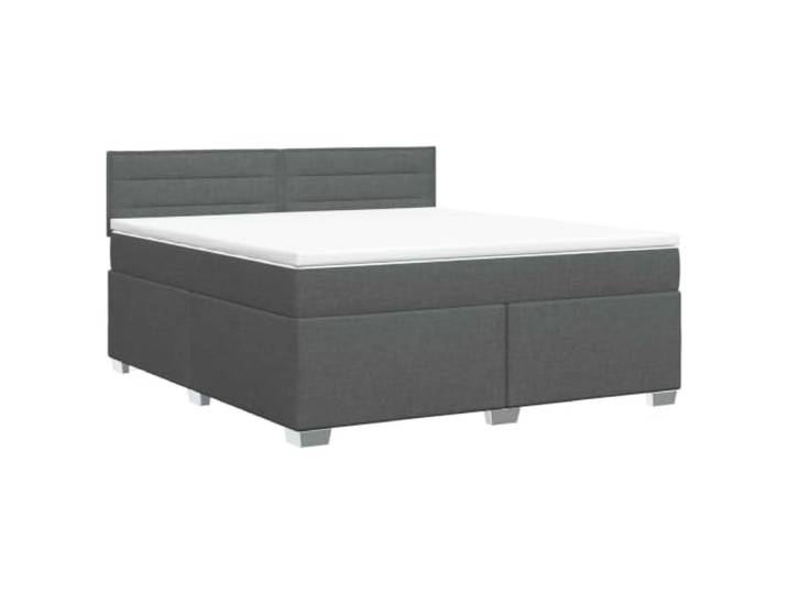 KTHLBRH Boxspringbett mit Matratze dunkelgrau 140 x 200 cm Kopfteil verstellbar 78-88 cm, Taschenfederkern-Matratze, mittlere Härte, Polyesterbezug, Holzgestell