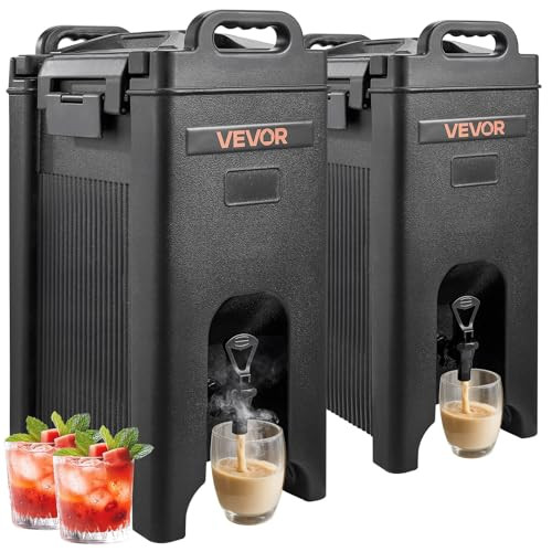 VEVOR Geïsoleerde drankdispenser, 19 liter, zwart, warm en koud