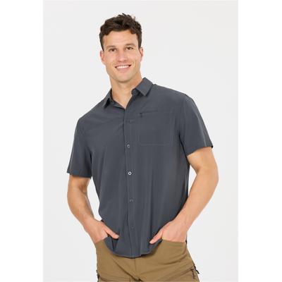 Outdoorhemd WHISTLER "Jeromy", Herren, Gr. 4XL, US-Größen, grau (blau), 90% Polyester, 10% Elasthan, unifarben, normal, ohne Ausschnitt, Hemden, mit innovativer QUICK DRY-Technologie