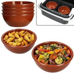 6er Set Airfryer Ton-Schüsseln 16cm 450ml Bowl Auflauf Dessert Kuchen Suppe