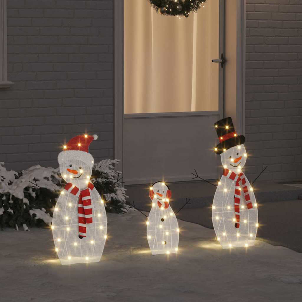 The Seasonal Aisle Lighted Snowman Family 3 Pcs Warm White Polyester Warm White 80cm H X 56cm W