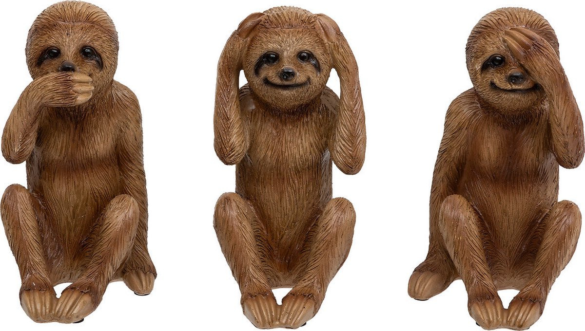 Atmosphera Luiaard Horen, zien en zwijgen Decoratie Set van 3 stuks - Bruin