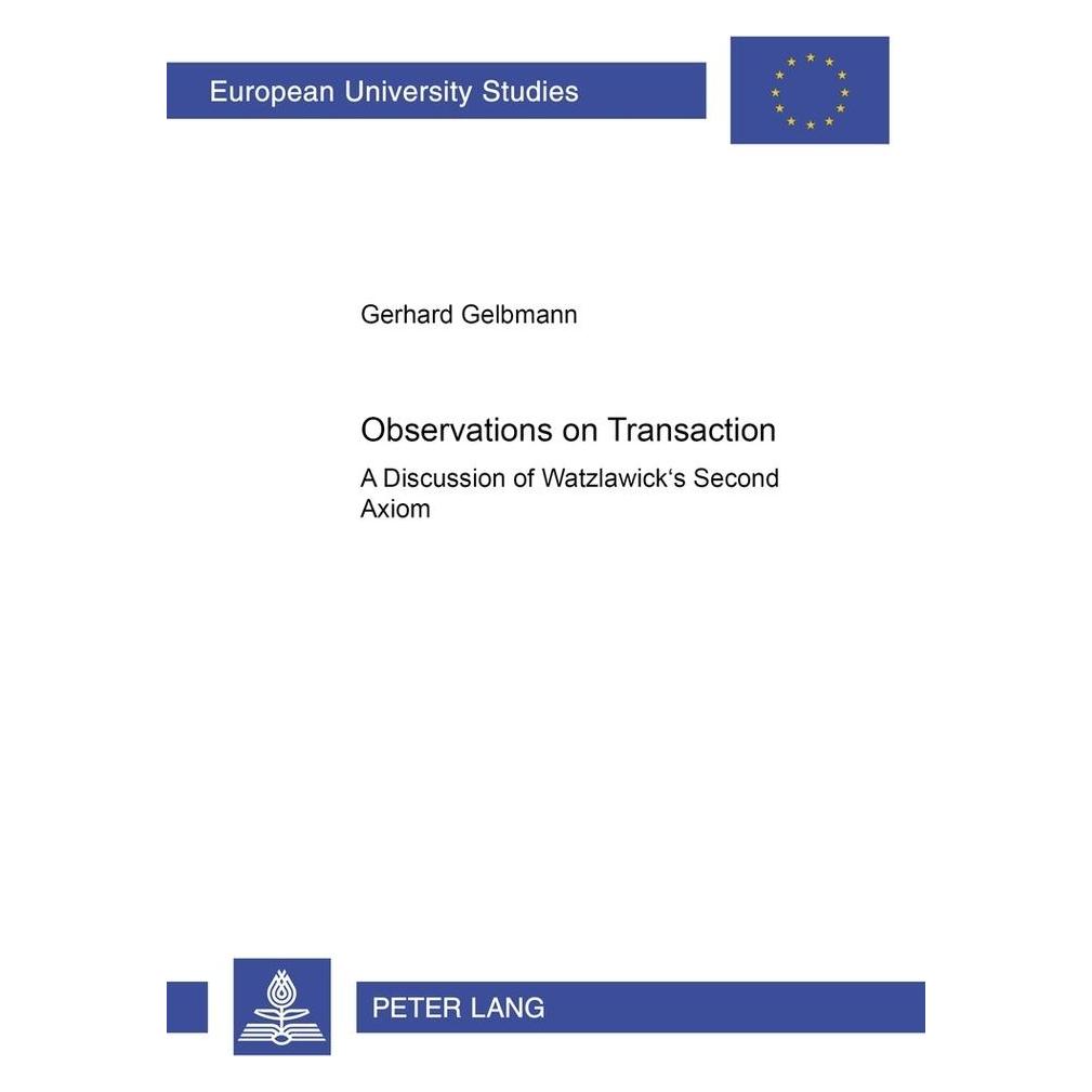 Peter Lang Observations on Transaction (Englisch, Softcover, Gerhard Gelbmann) (56023153)