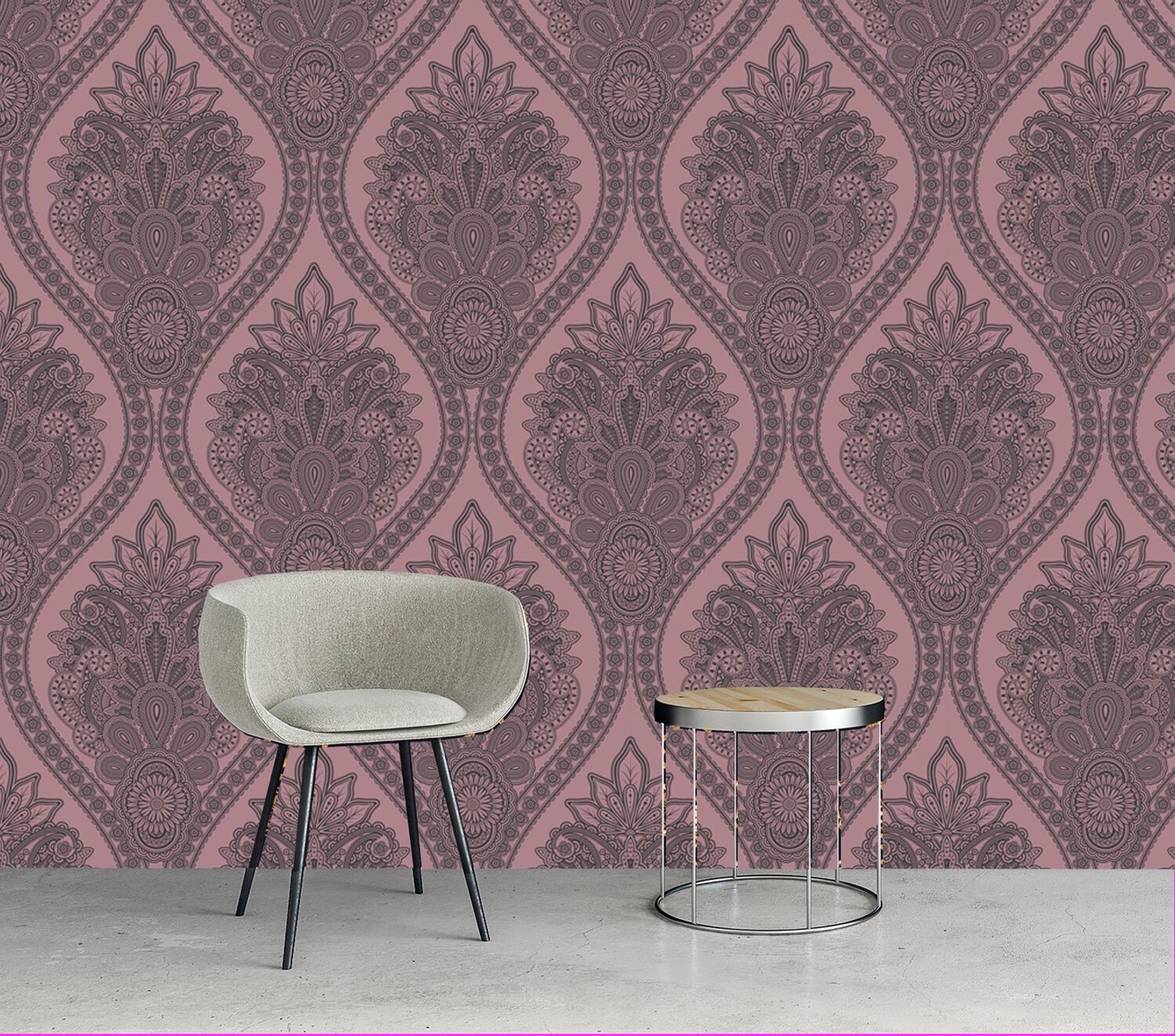 Vinyltapete QUEENCE "Charlotte", rosa, B:0,9m L:2,5m, Vinyl, Tapeten, Vinyltapete, 90x250cm, selbstklebend, kinderleichte Anbringung,, Sticker rosa B/L: 0,9m x 2,5m