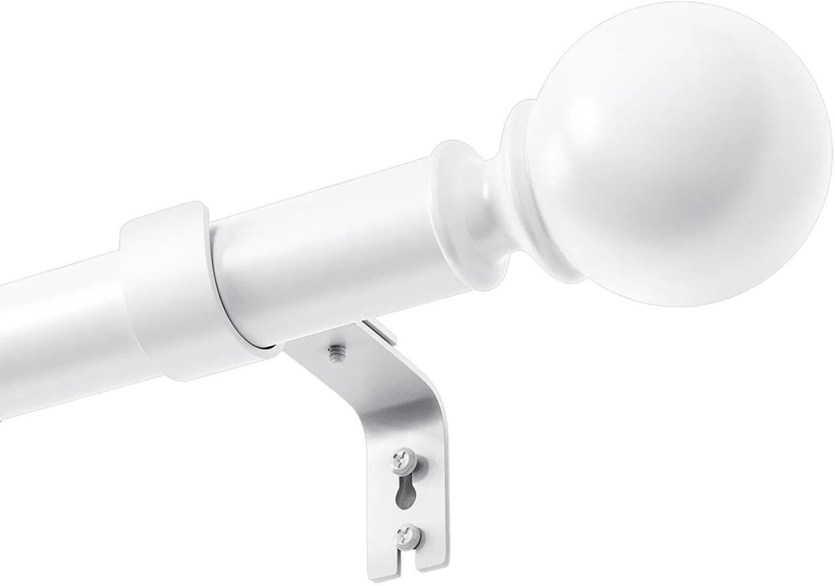 Allecto Gordijnroede met fittings set - Wit - 70-143 cm