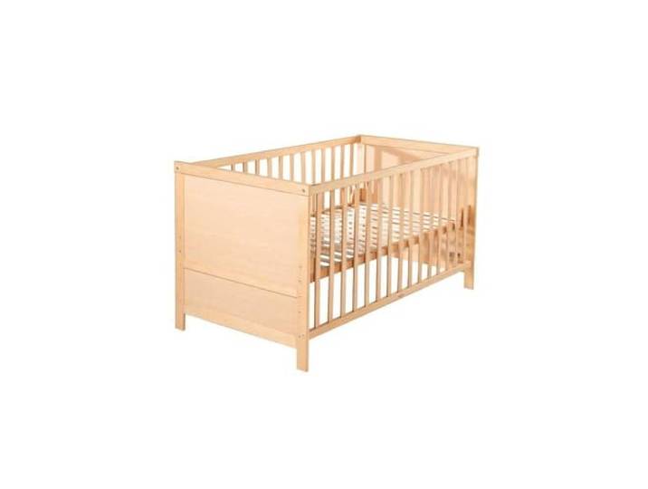 roba Kombi Kinderbett, 70x140 cm, Babybett Holz natur, 3-fach höhenverstellbar, Baby- bzw. Kinderbett mit Schlupfstäben umbaubar zum Juniorbett