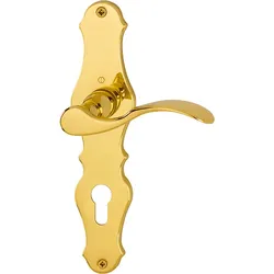 HOPPE Drückergarnitur mit Langschild Weimar M112SLN/2007, Messing, 11565555, PZ-Lochung